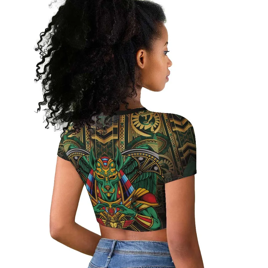 Ancient Egypt Raglan Cropped T shirt Anubis Egyptian LT15