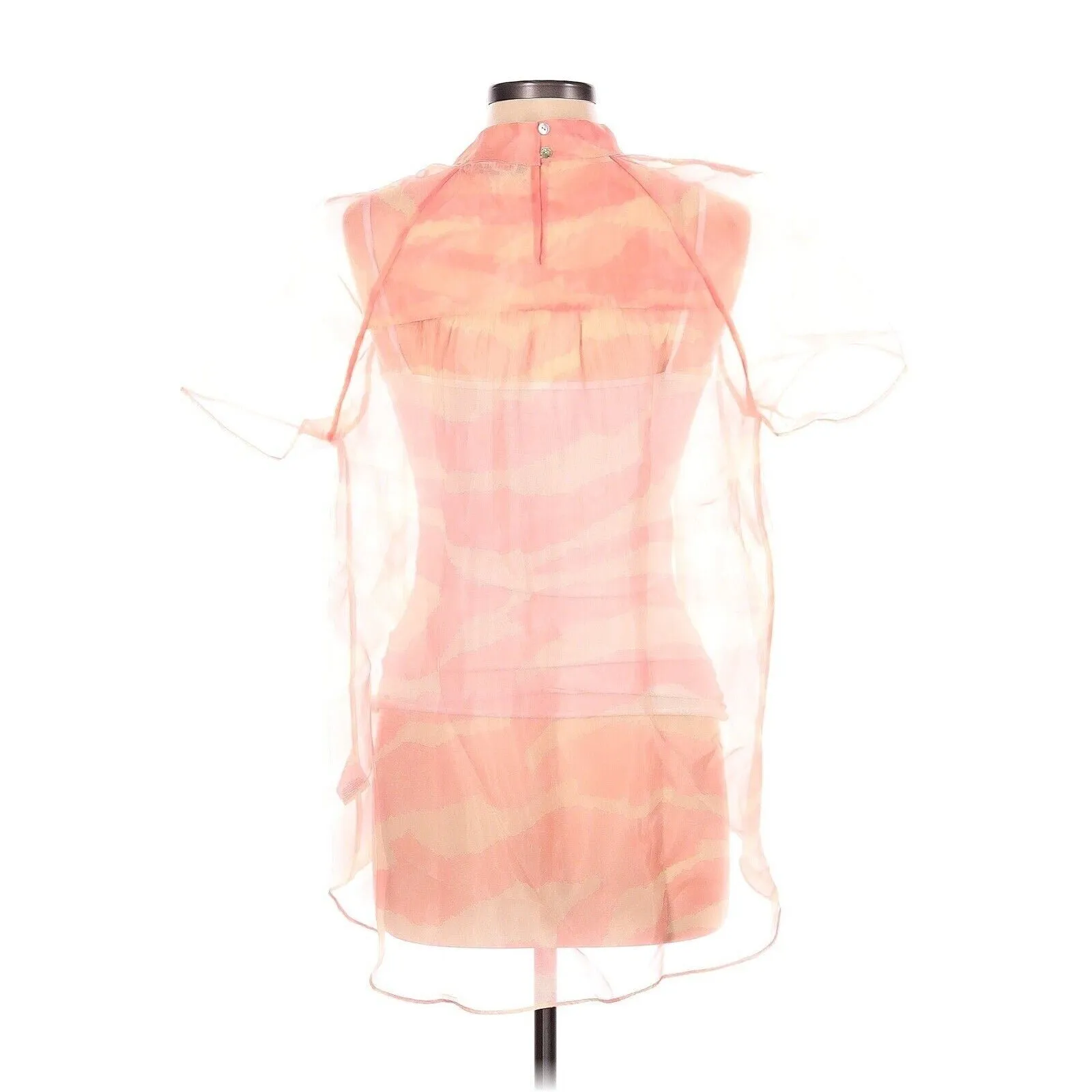Anthropologie Daniel Rainn Women's Pink Puff Sleeve Sheer Organza Top – Large