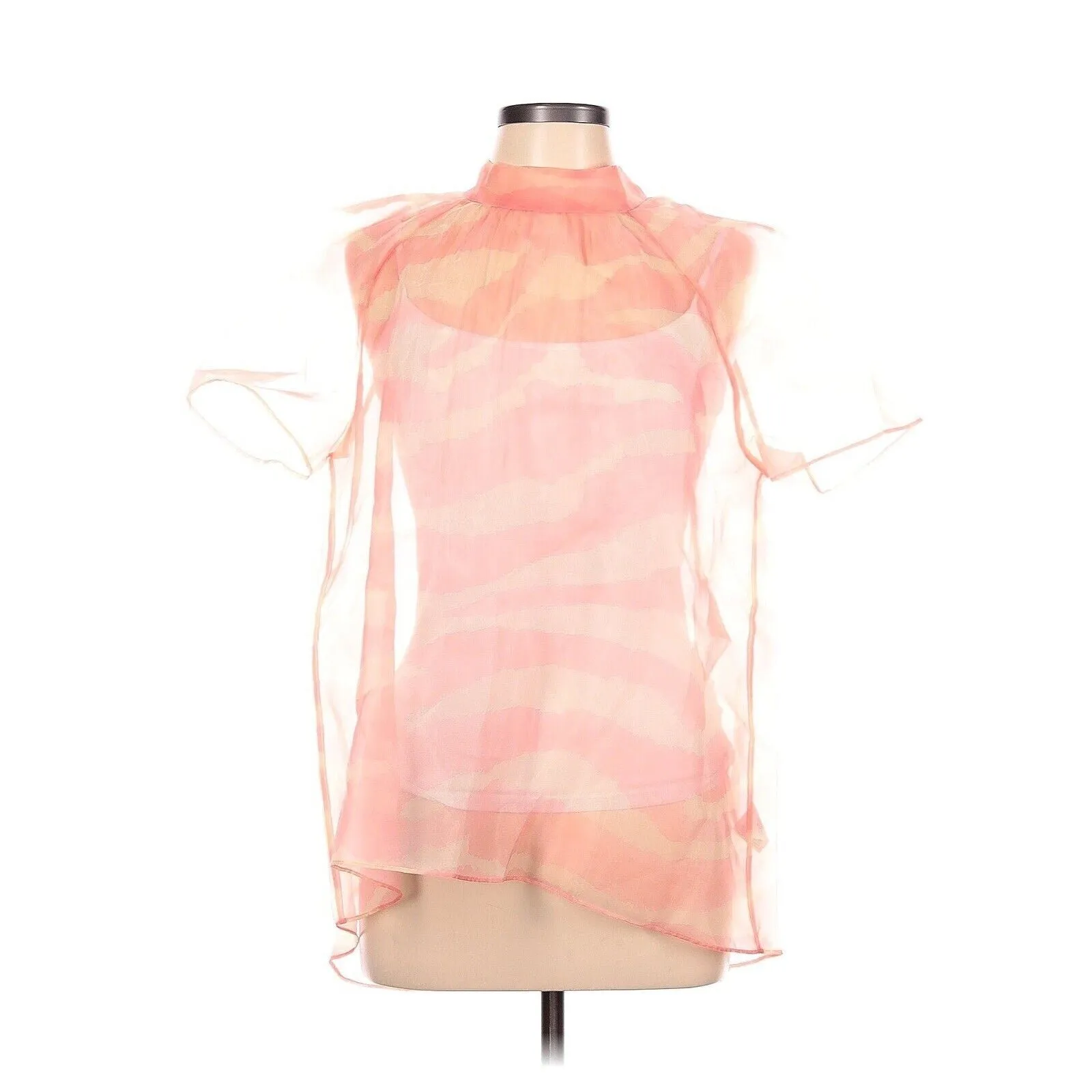 Anthropologie Daniel Rainn Women's Pink Puff Sleeve Sheer Organza Top – Large
