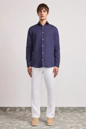 Antonio Linen Shirt LS Midnight Blue