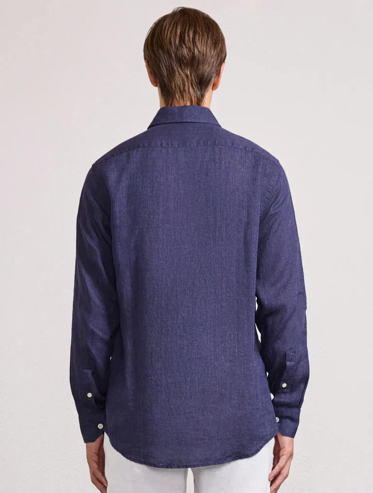 Antonio Linen Shirt LS Midnight Blue