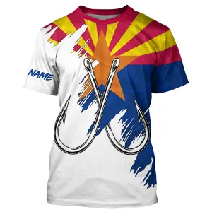 Arizona flag AZ Fishing Fish Hook UV protection custom Patriotic Fishing T-Shirts NQS7975