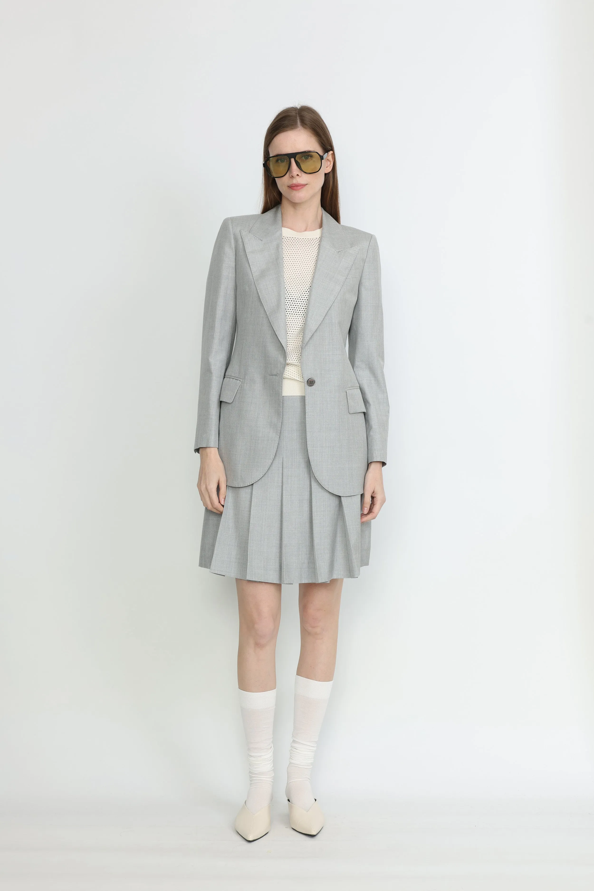 Armidale Skirt - Pleated skirt in light grey