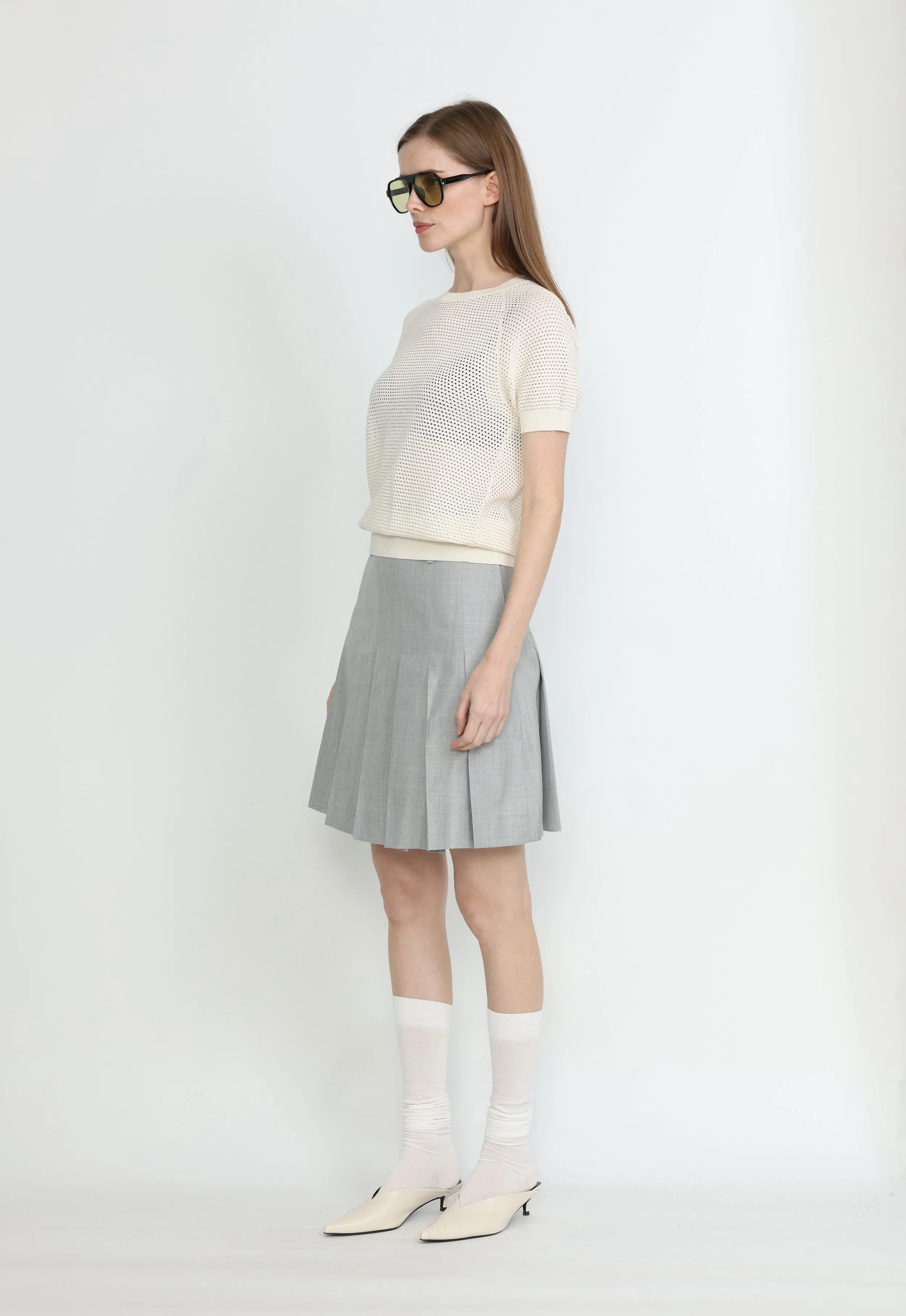 Armidale Skirt - Pleated skirt in light grey