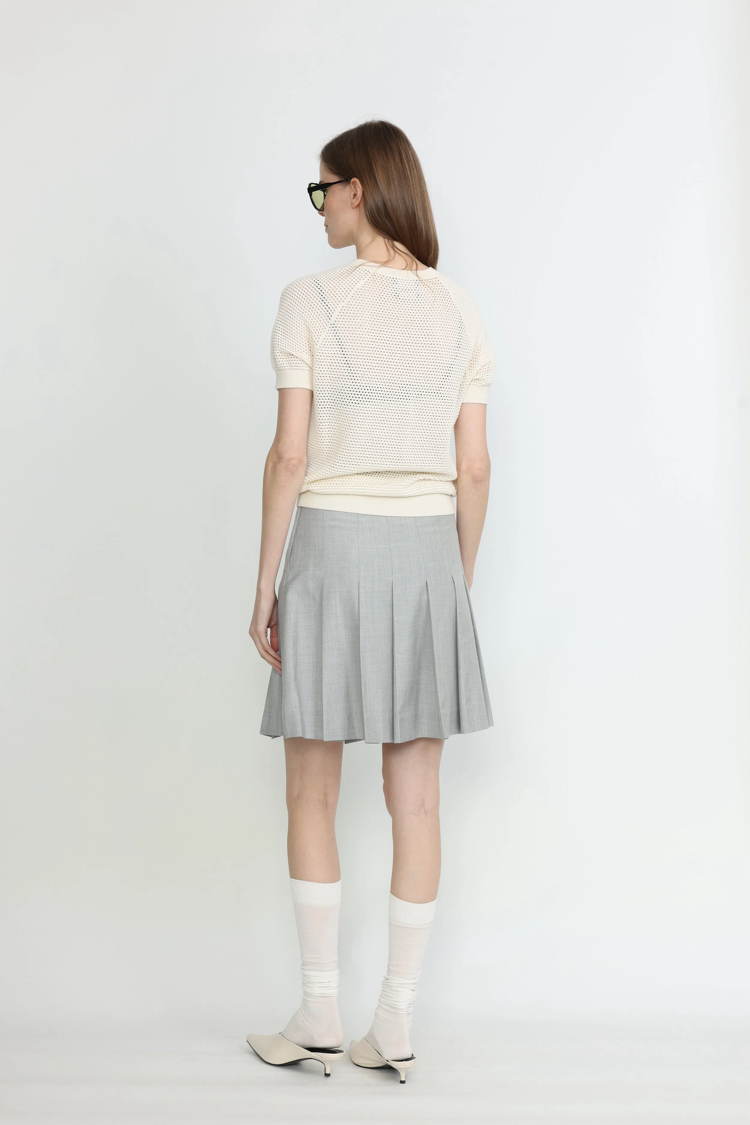 Armidale Skirt - Pleated skirt in light grey