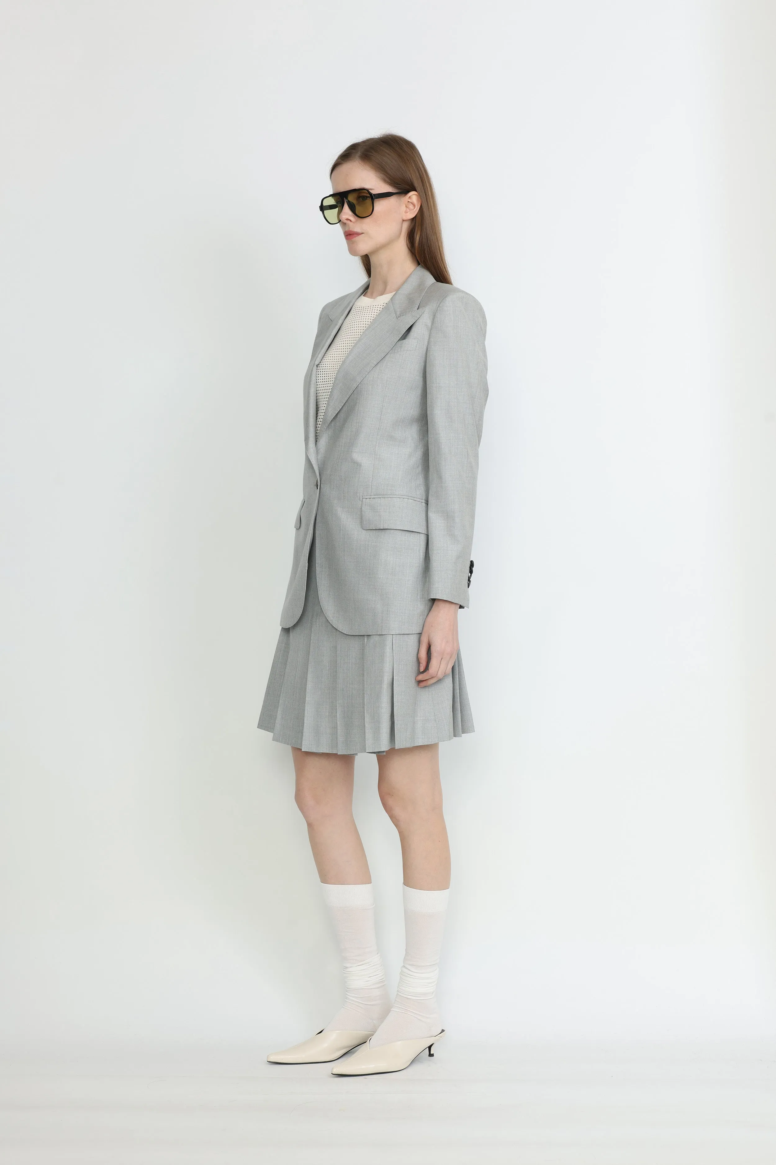 Armidale Skirt - Pleated skirt in light grey