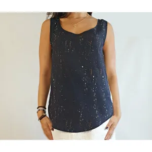 August pre-owned black sleeveless silky feel top size 12