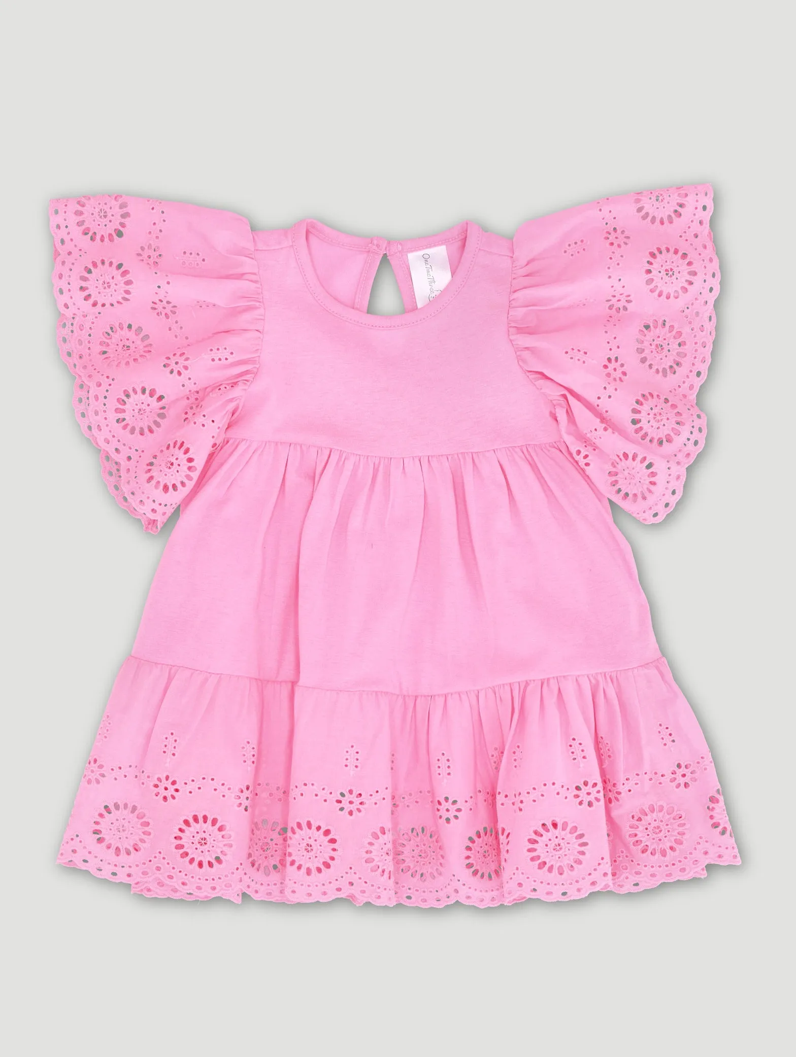 Baby Girls Anglaise Lace Dress - Light Pink