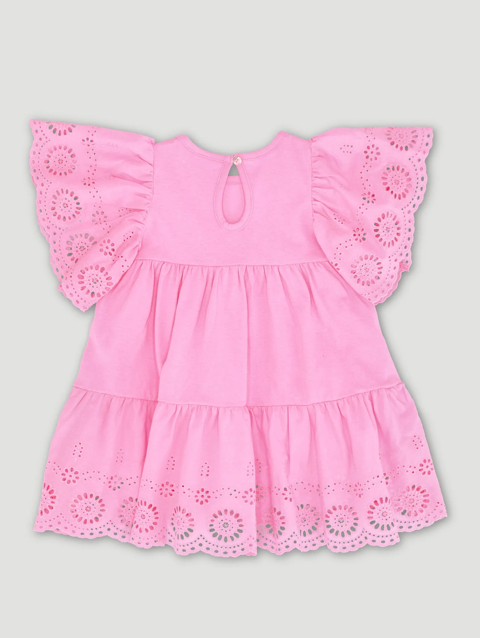 Baby Girls Anglaise Lace Dress - Light Pink