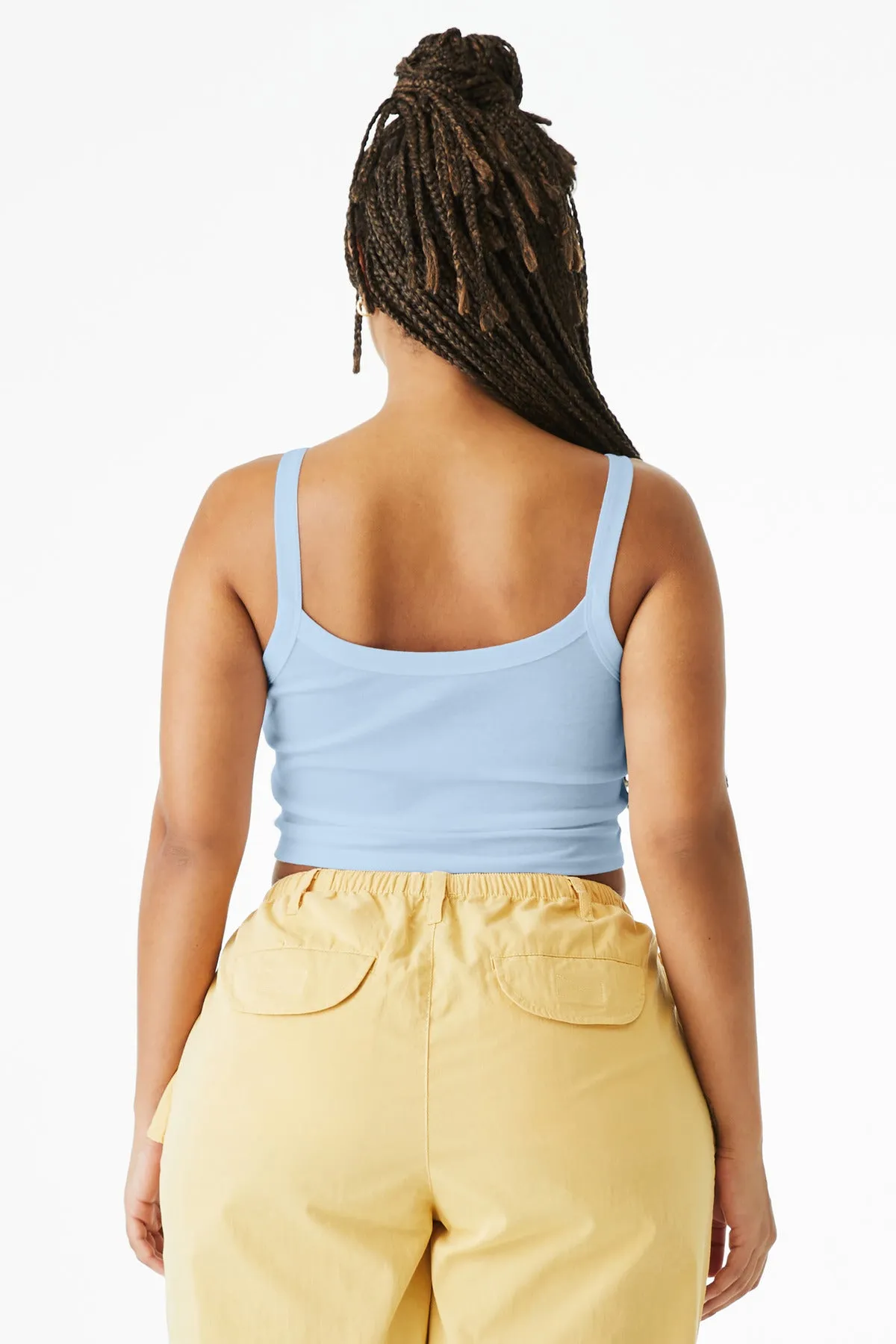 BELLA CANVAS Women's Micro Rib Spaghetti Strap Tank BC1012 Solid Baby Blue Blend