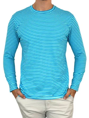Bermuda Stripe Cotton L/S Tee - Aqua