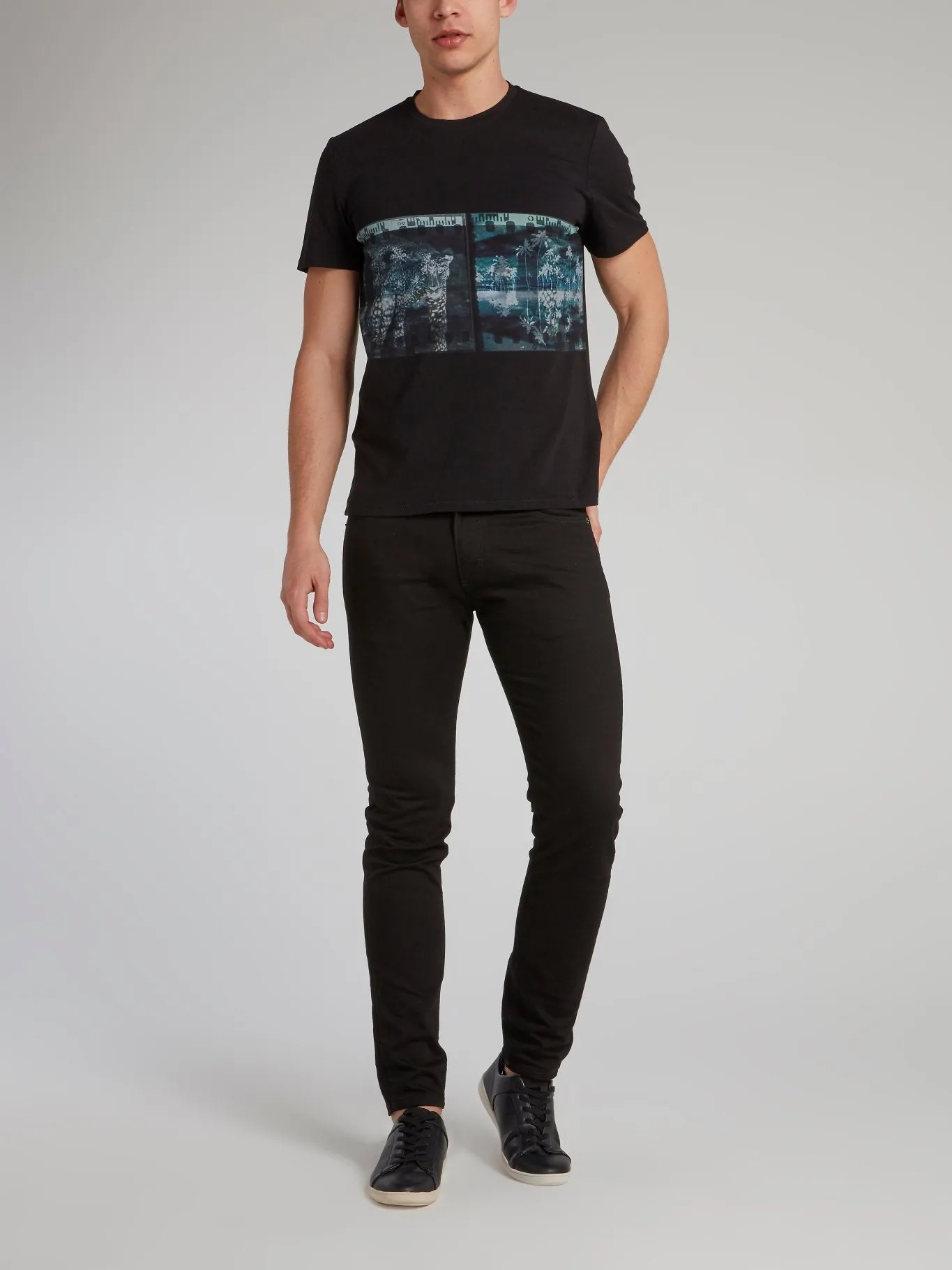 Black Film Strip Print T-Shirt