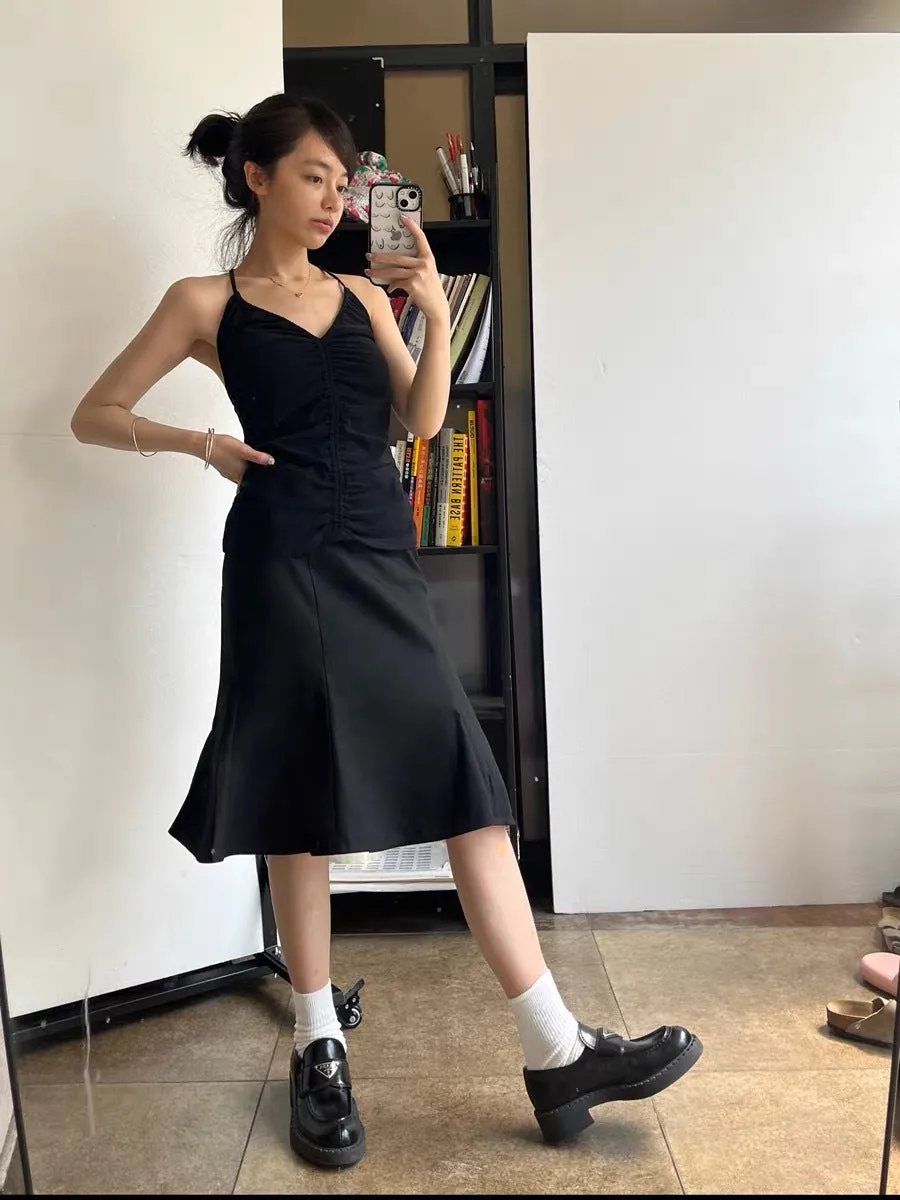 Black Slim-fit Fishtail Skirt