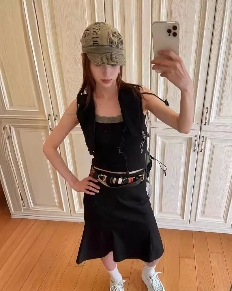 Black Slim-fit Fishtail Skirt