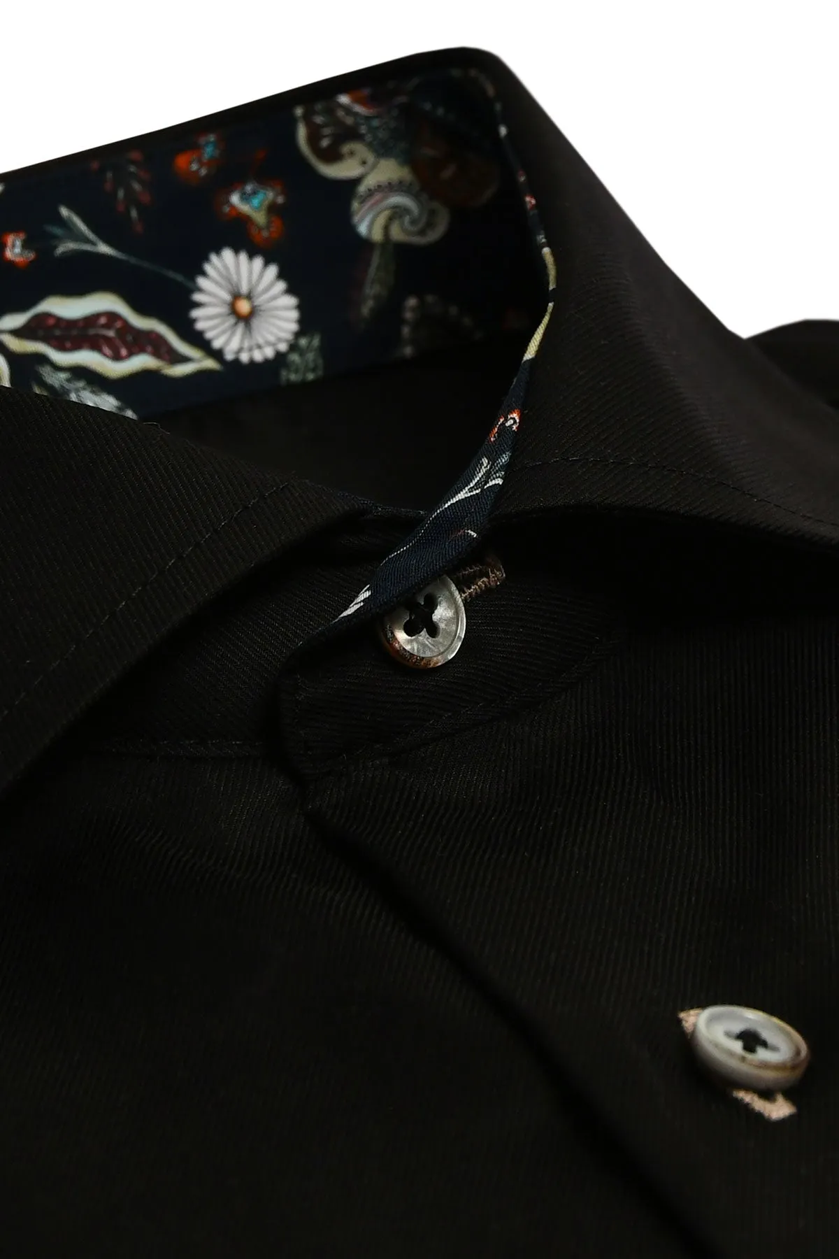 Black slim fit shirt with contrast details