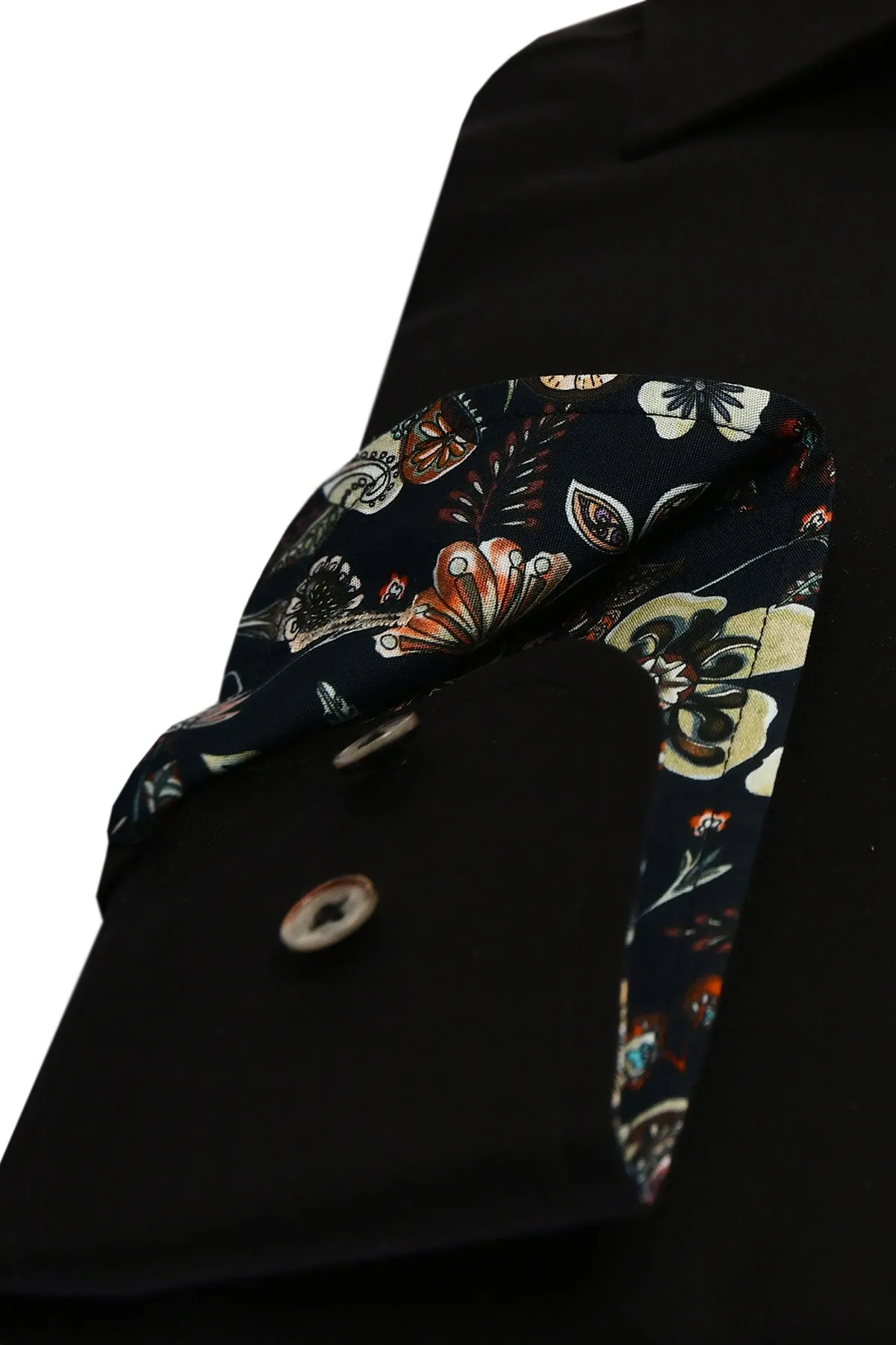 Black slim fit shirt with contrast details