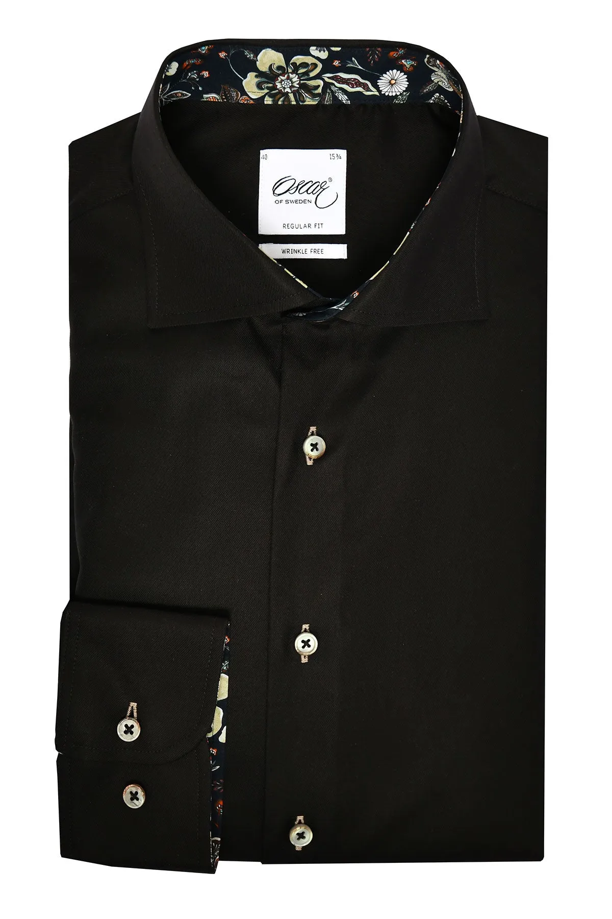 Black slim fit shirt with contrast details
