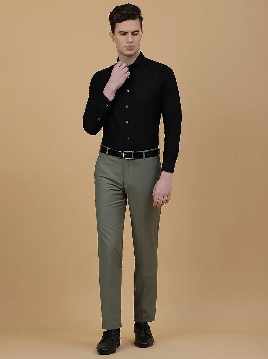 Black Solid Slim Fit Formal Shirt | Metal