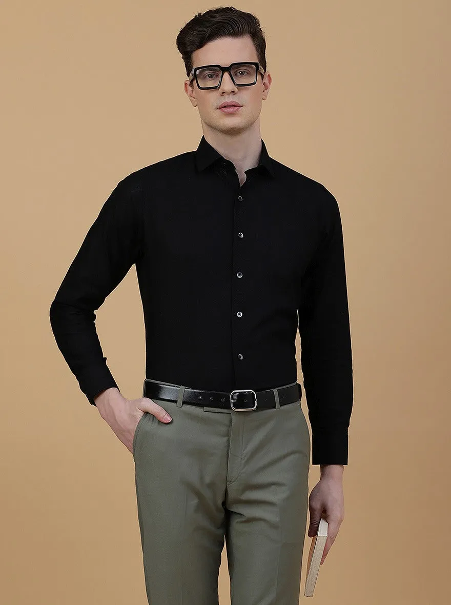 Black Solid Slim Fit Formal Shirt | Metal