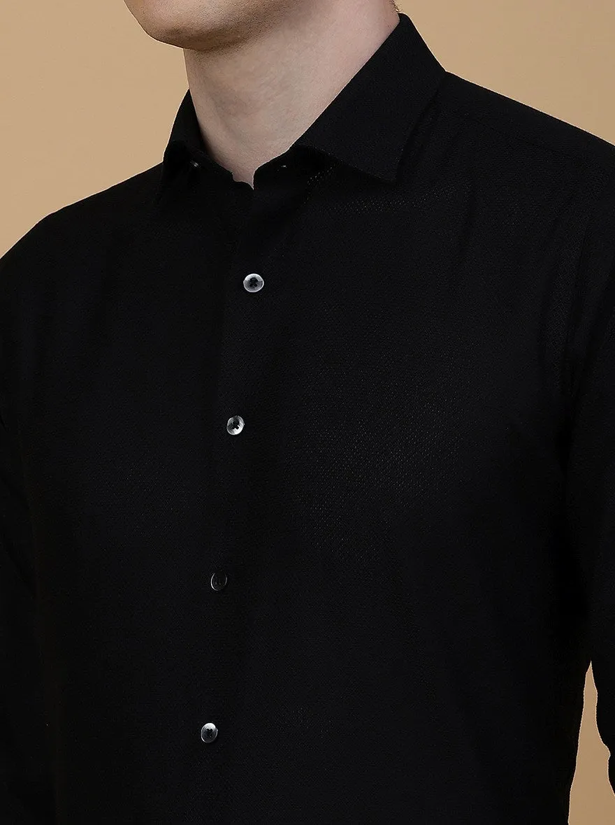 Black Solid Slim Fit Formal Shirt | Metal