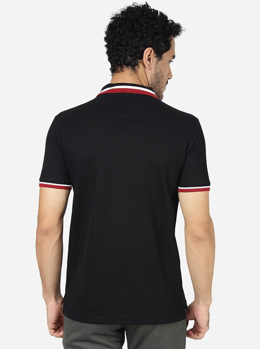 Black Solid Slim Fit Polo T-Shirt | JadeBlue