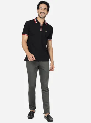 Black Solid Slim Fit Polo T-Shirt | JadeBlue