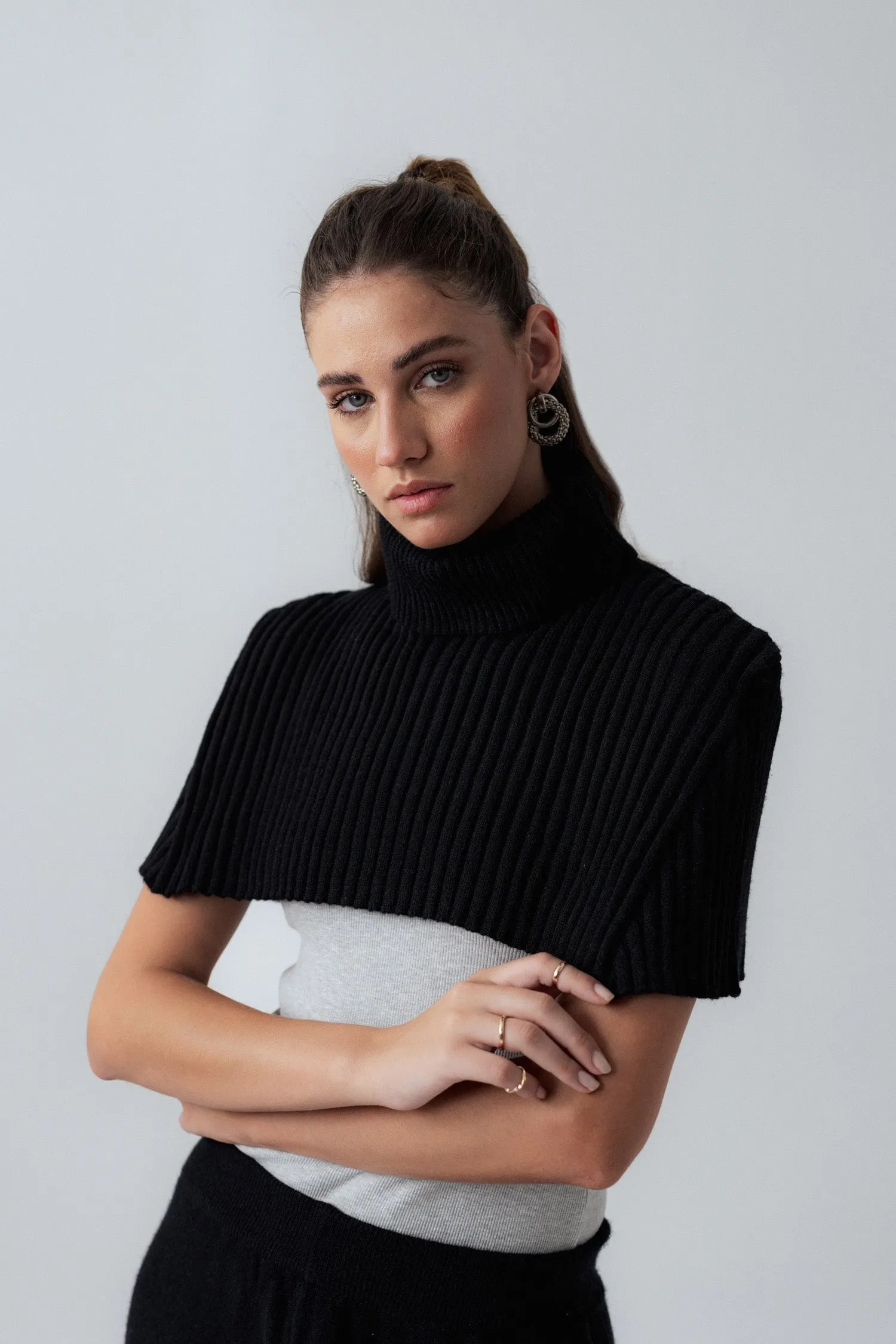 Black Turtleneck Cropped Sweater