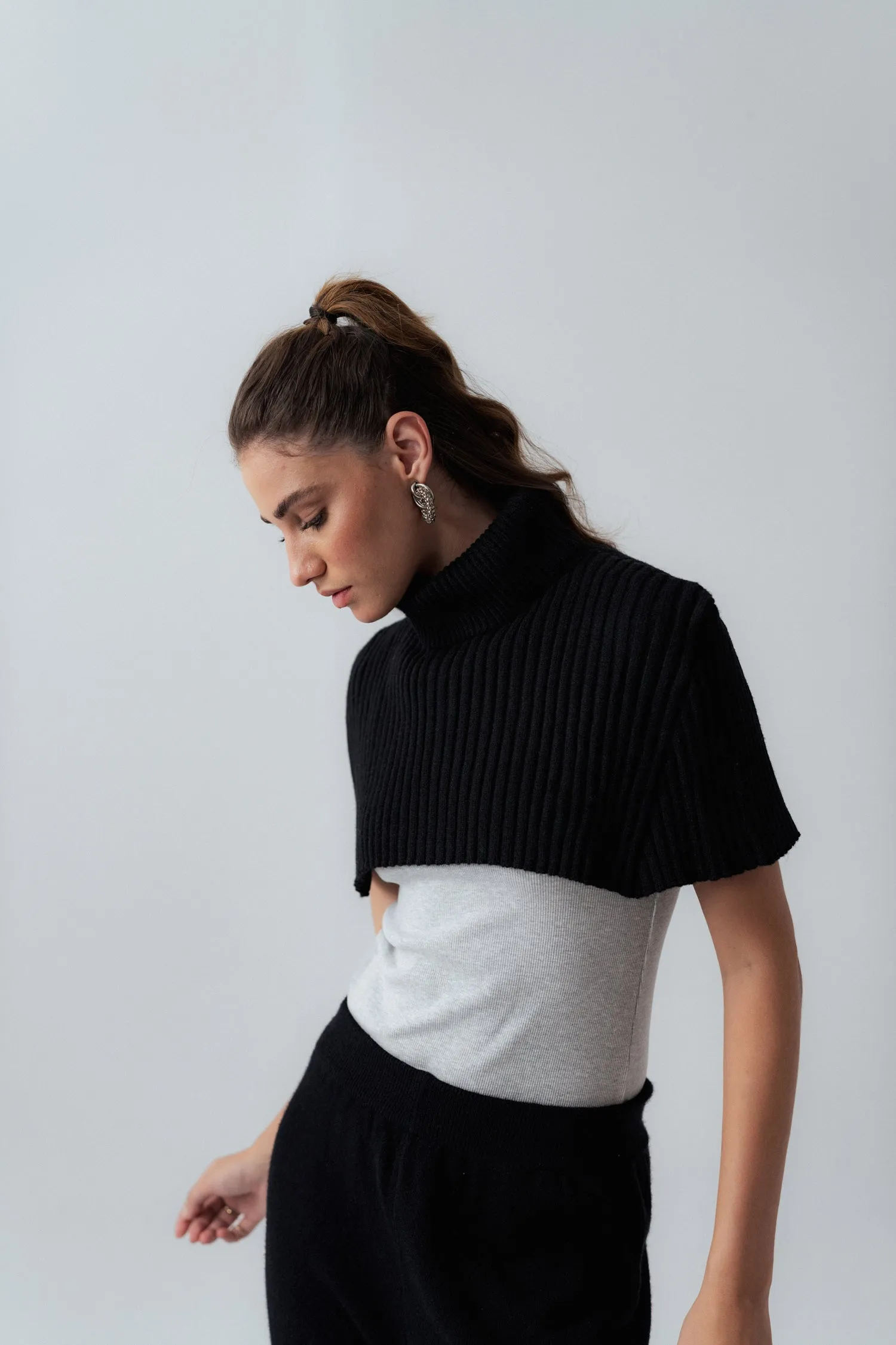 Black Turtleneck Cropped Sweater