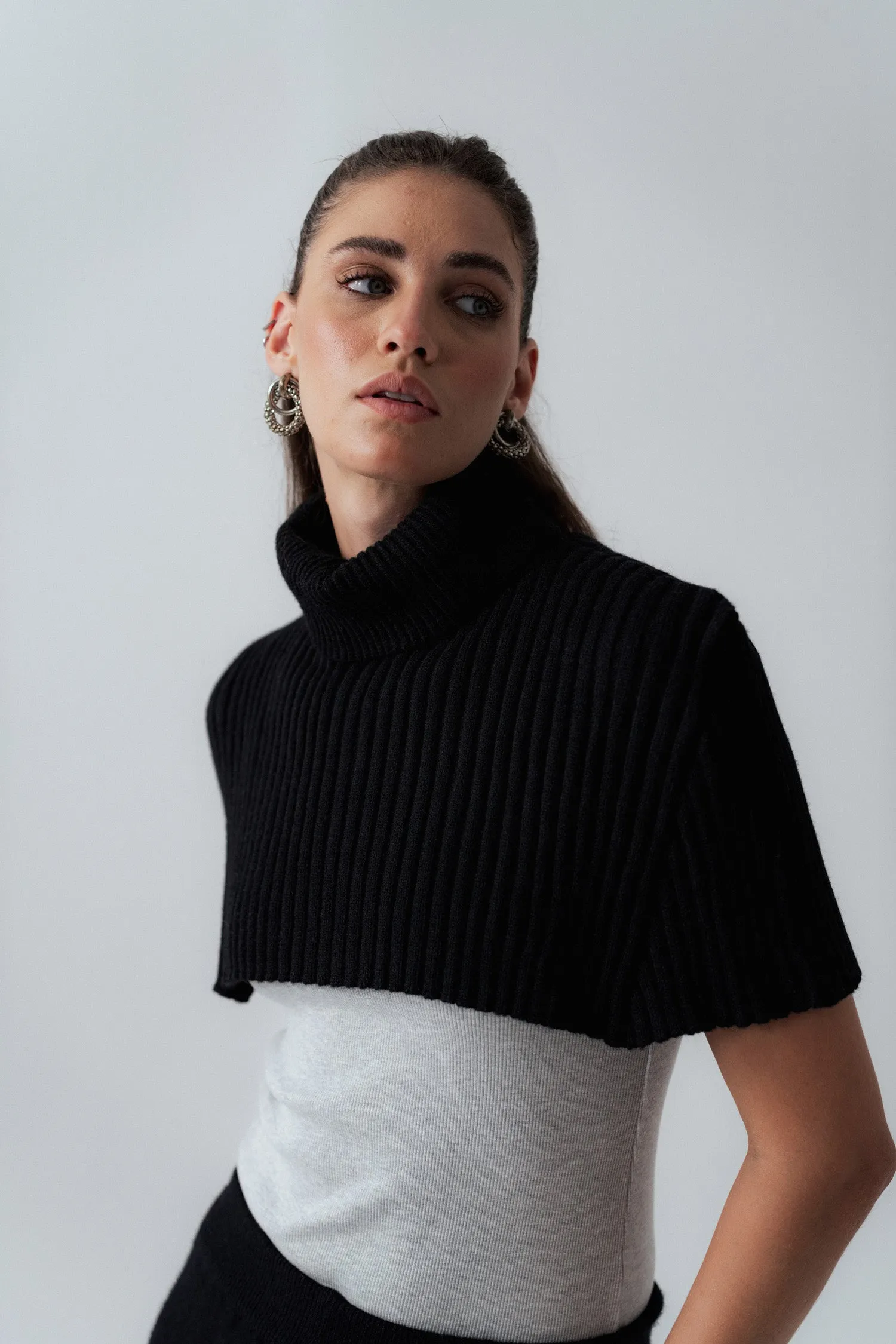 Black Turtleneck Cropped Sweater