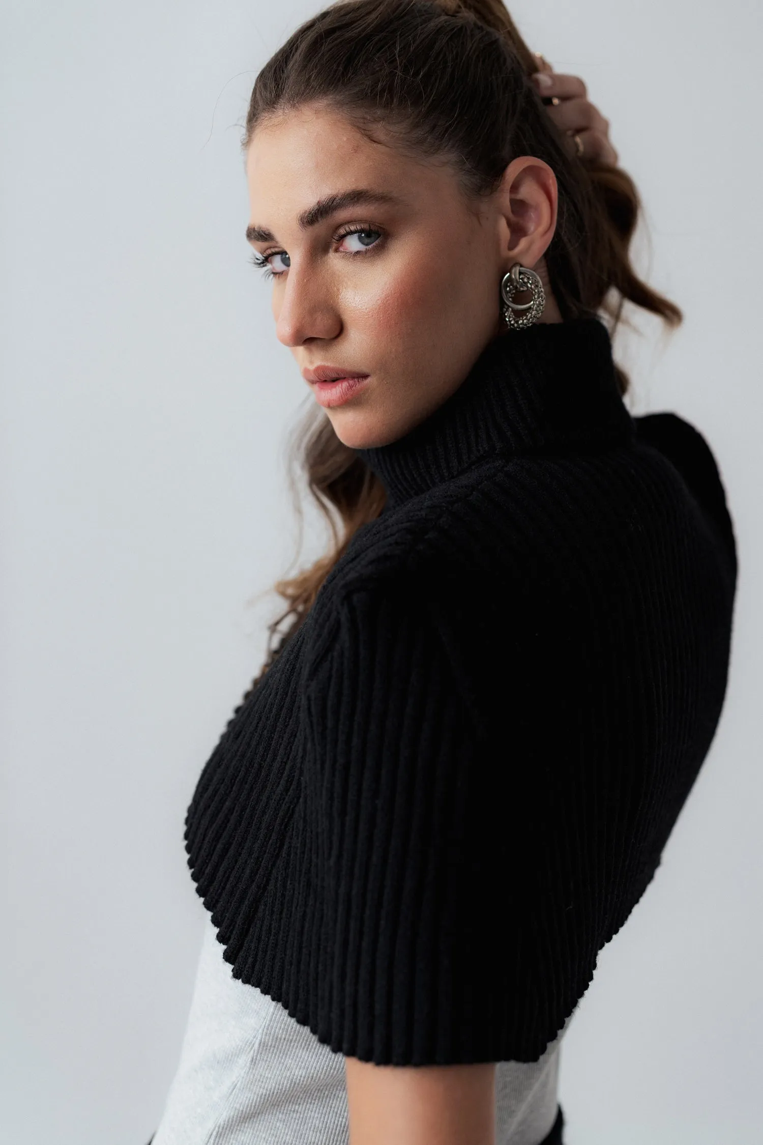 Black Turtleneck Cropped Sweater