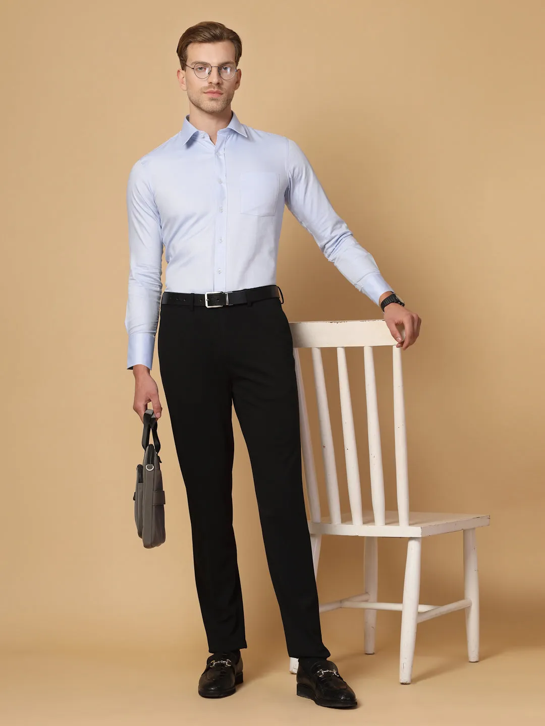 Blue 100% Cotton Structured Shirt