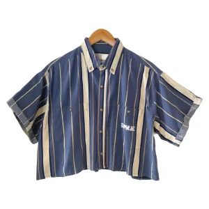Blue/Yellow Cropped Button-up