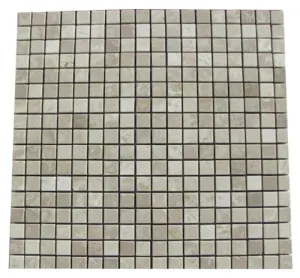 Botticino Beige Marble Polished 5/8 x 5/8 Mosaic Tiles - PACK OF 3 SHEETS