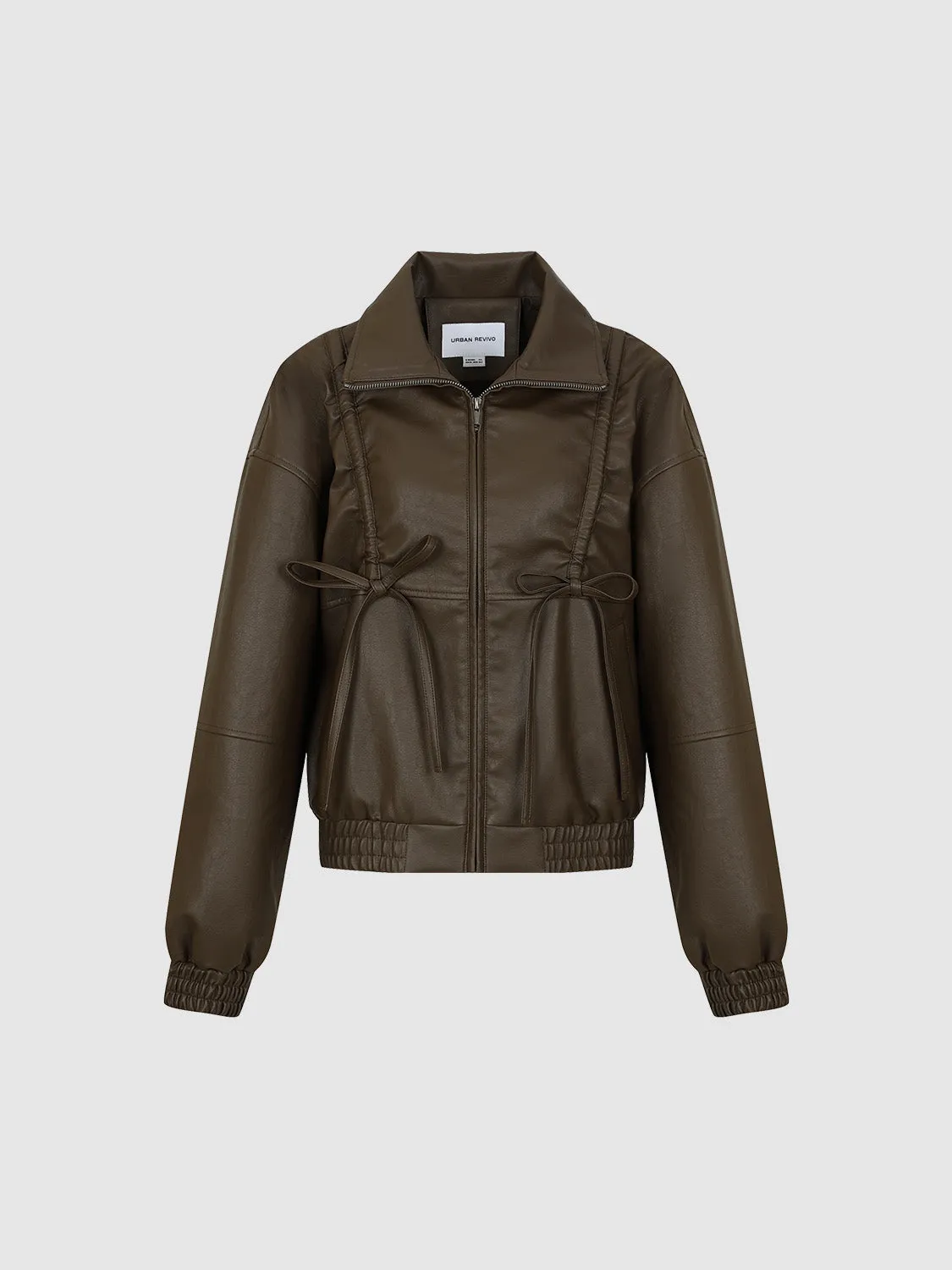 Bow Decor Leather Jackets