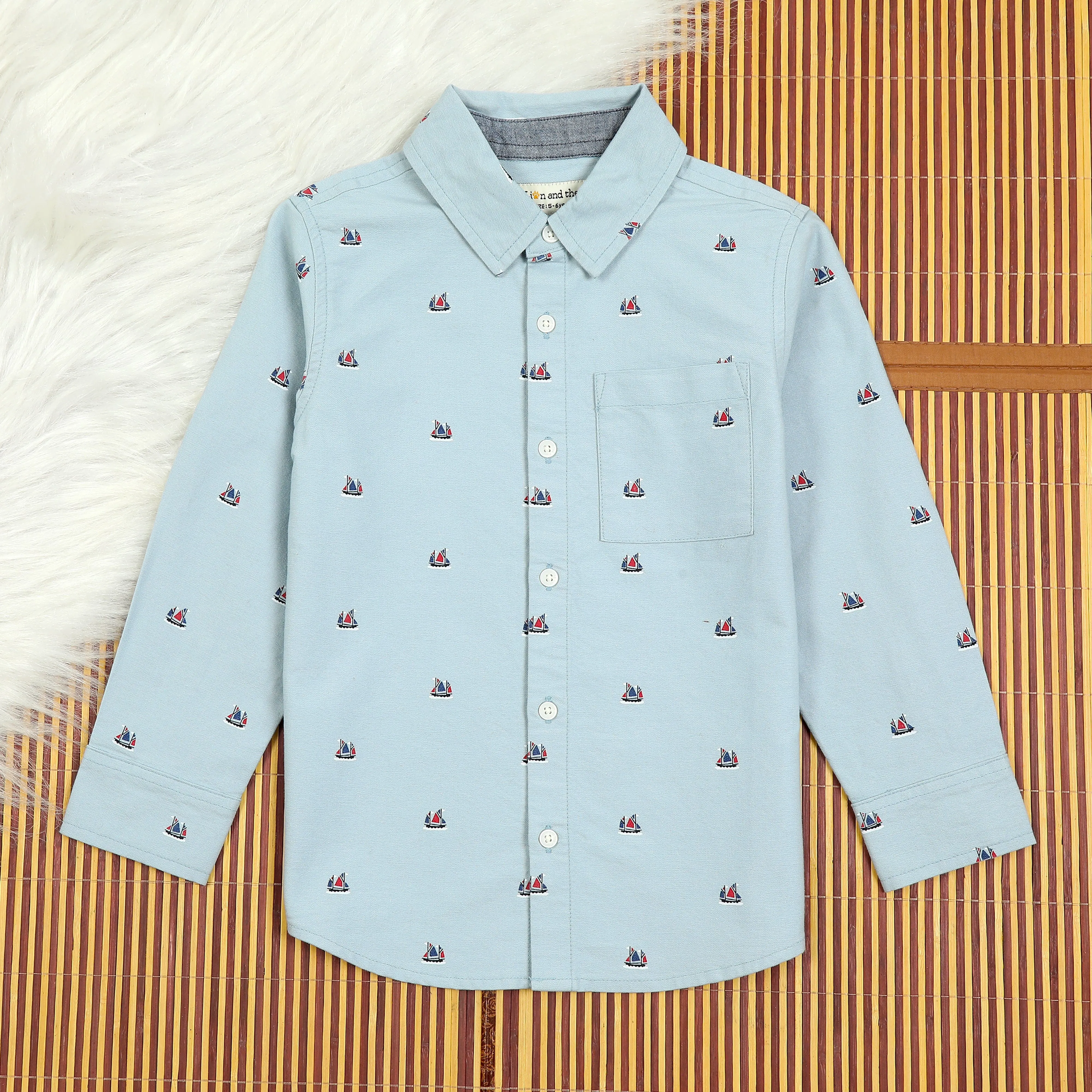 Boys Stripe Full Sleeve Shirt Arctic Blue