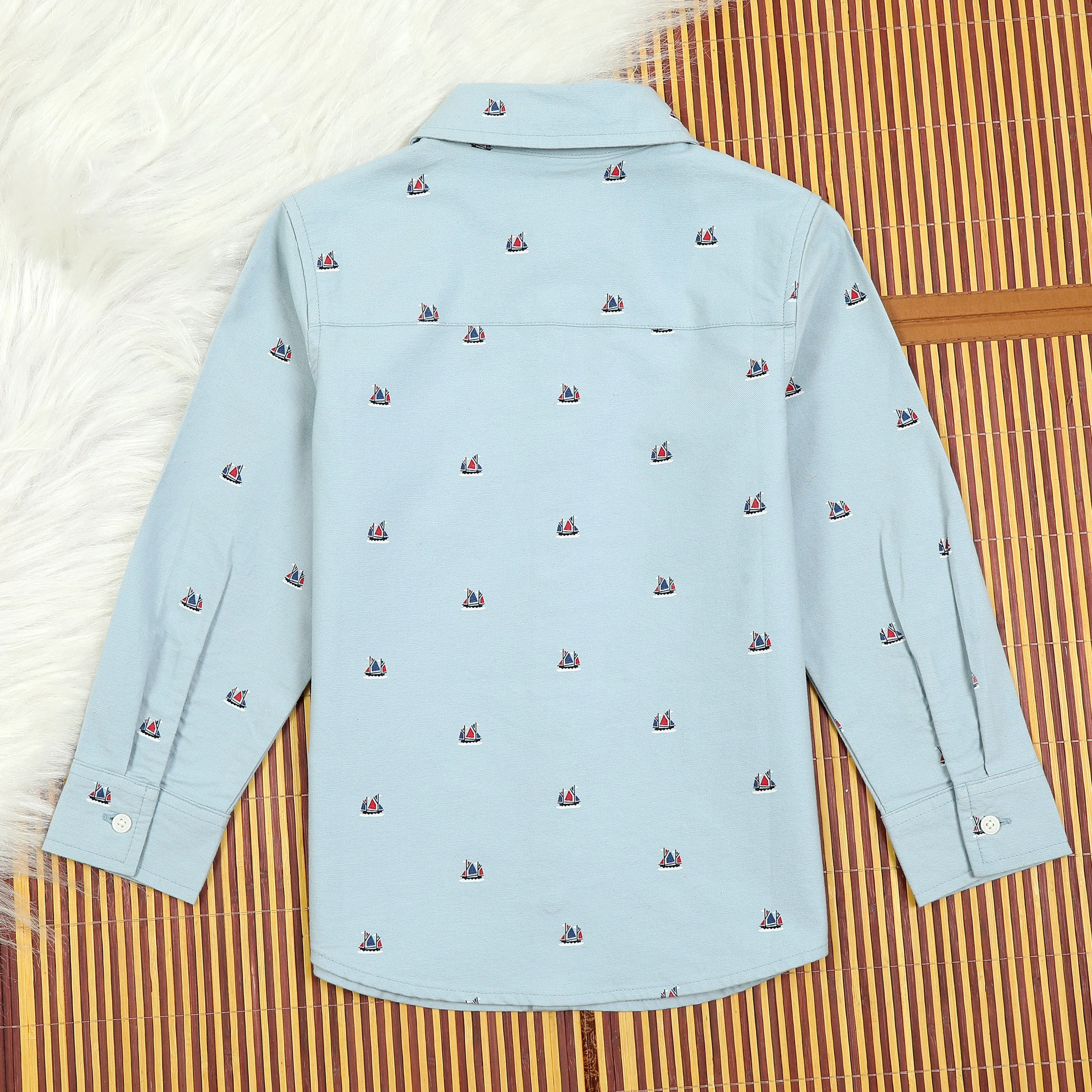 Boys Stripe Full Sleeve Shirt Arctic Blue