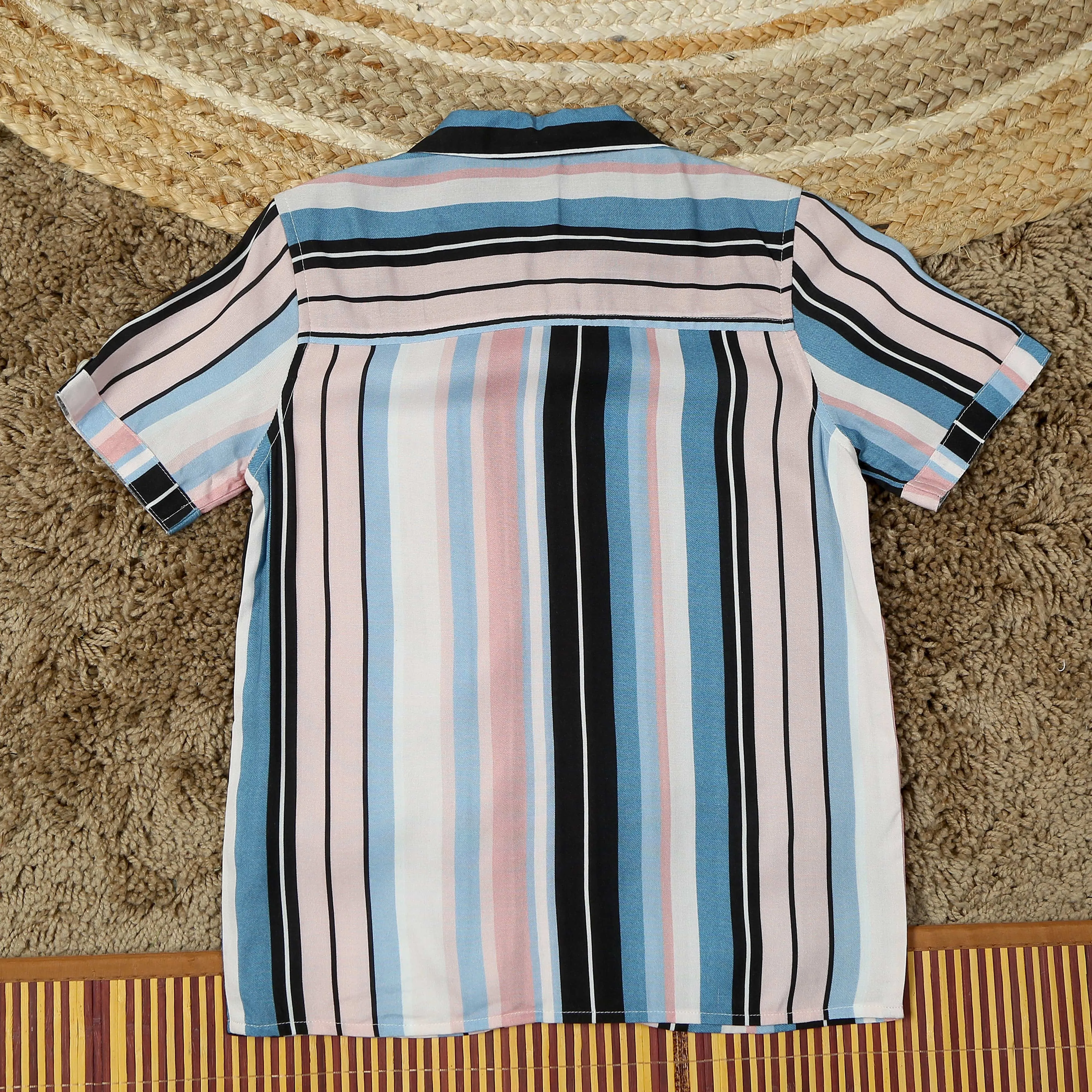Boys Stripe Shirt Pink Blue