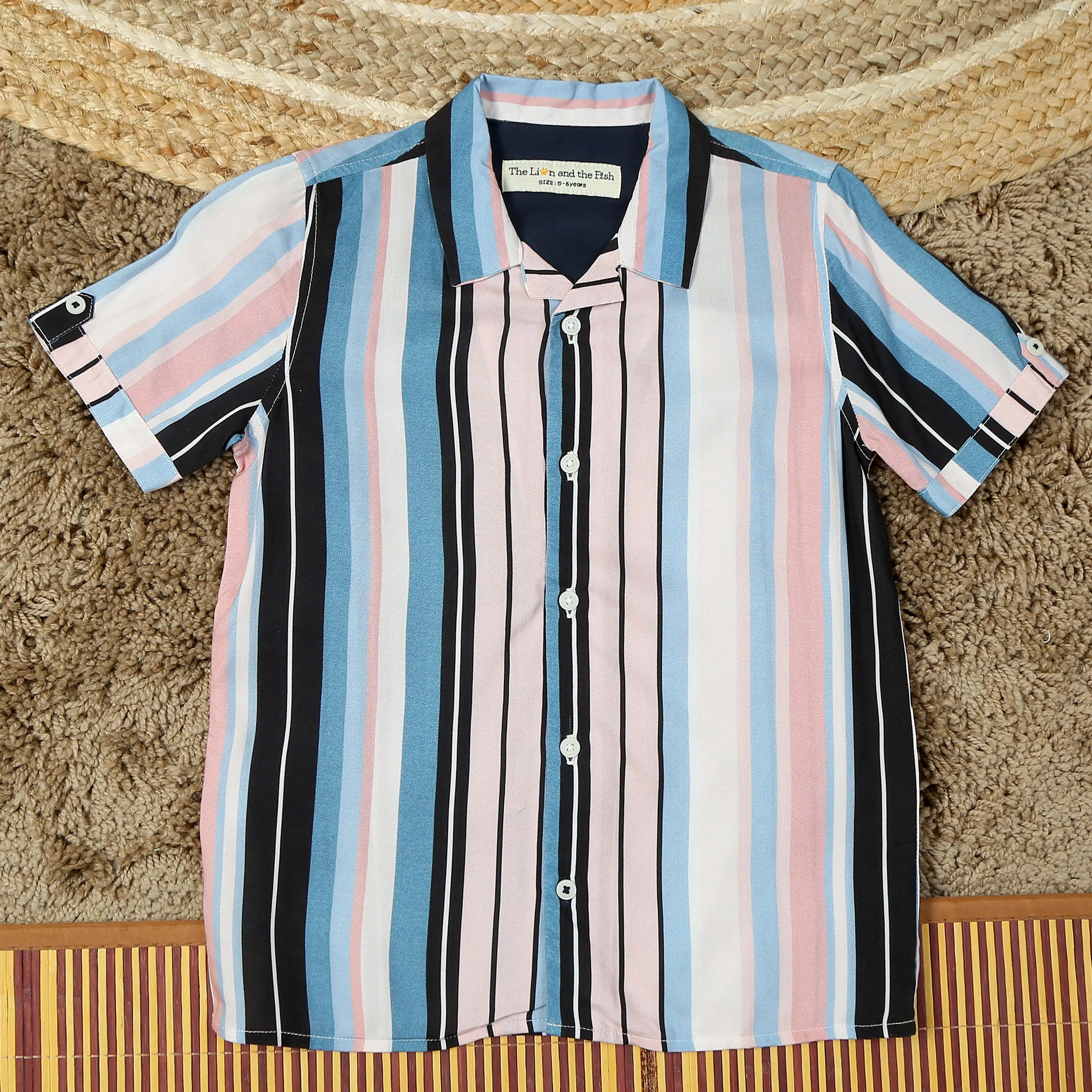 Boys Stripe Shirt Pink Blue