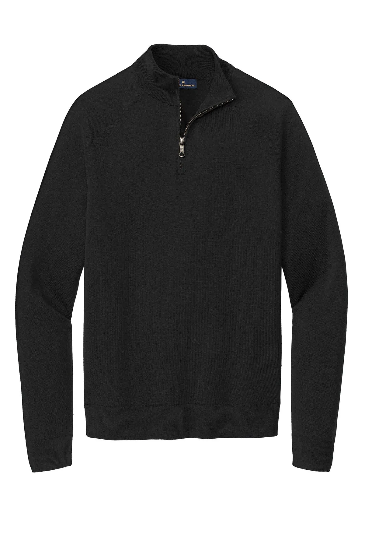 Brooks Brothers Cotton Stretch 1/4-Zip Sweater BB18402 Deep Black