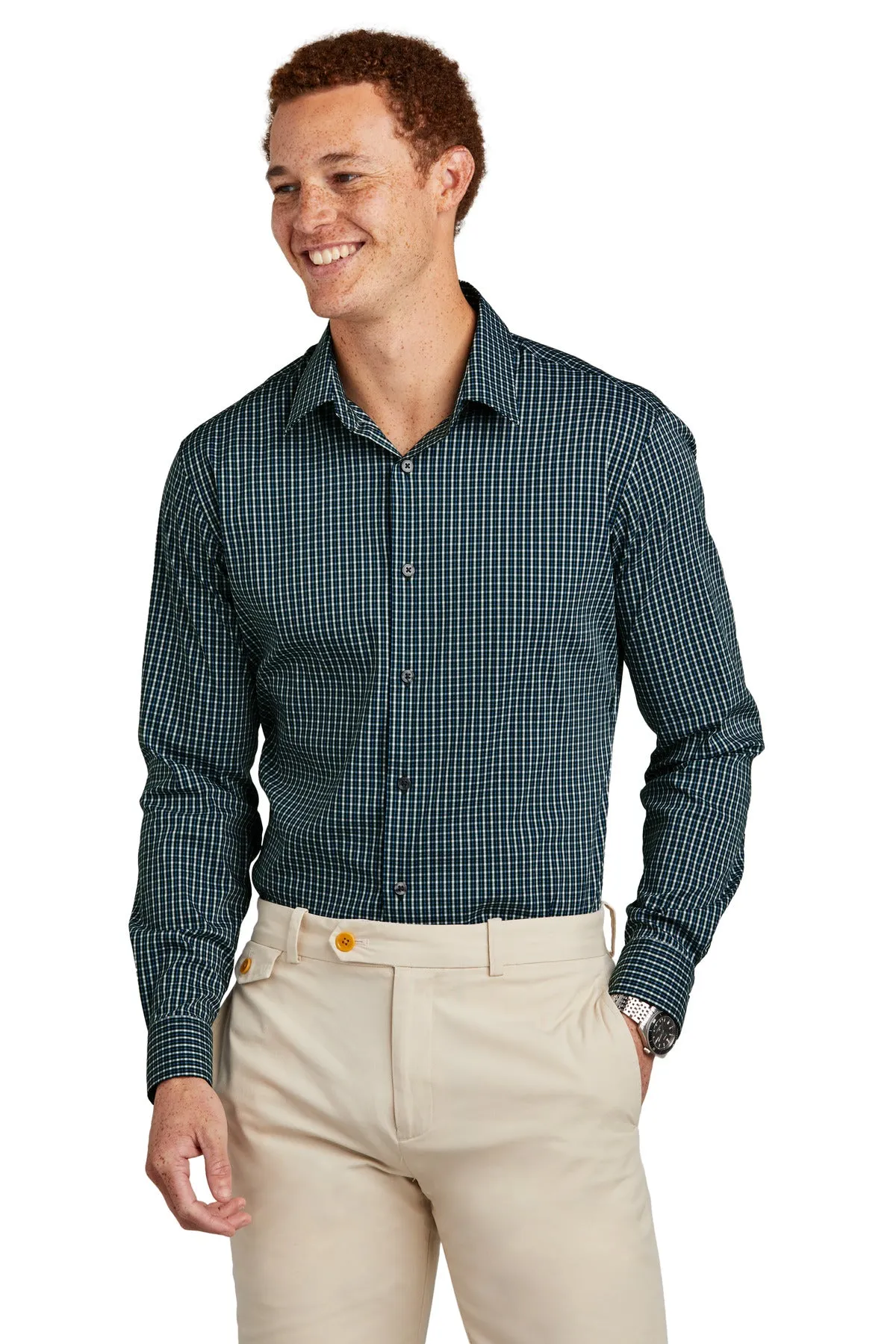Brooks Brothers Tech Stretch Patterned Shirt BB18006 Dark Pine Multi Check