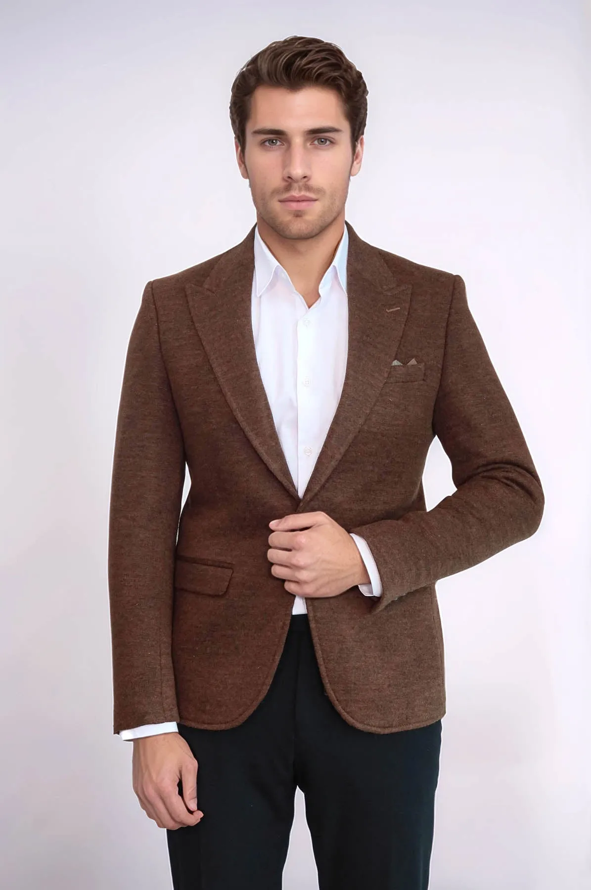 Brown Slim Fit Jacket for Men | Wessi