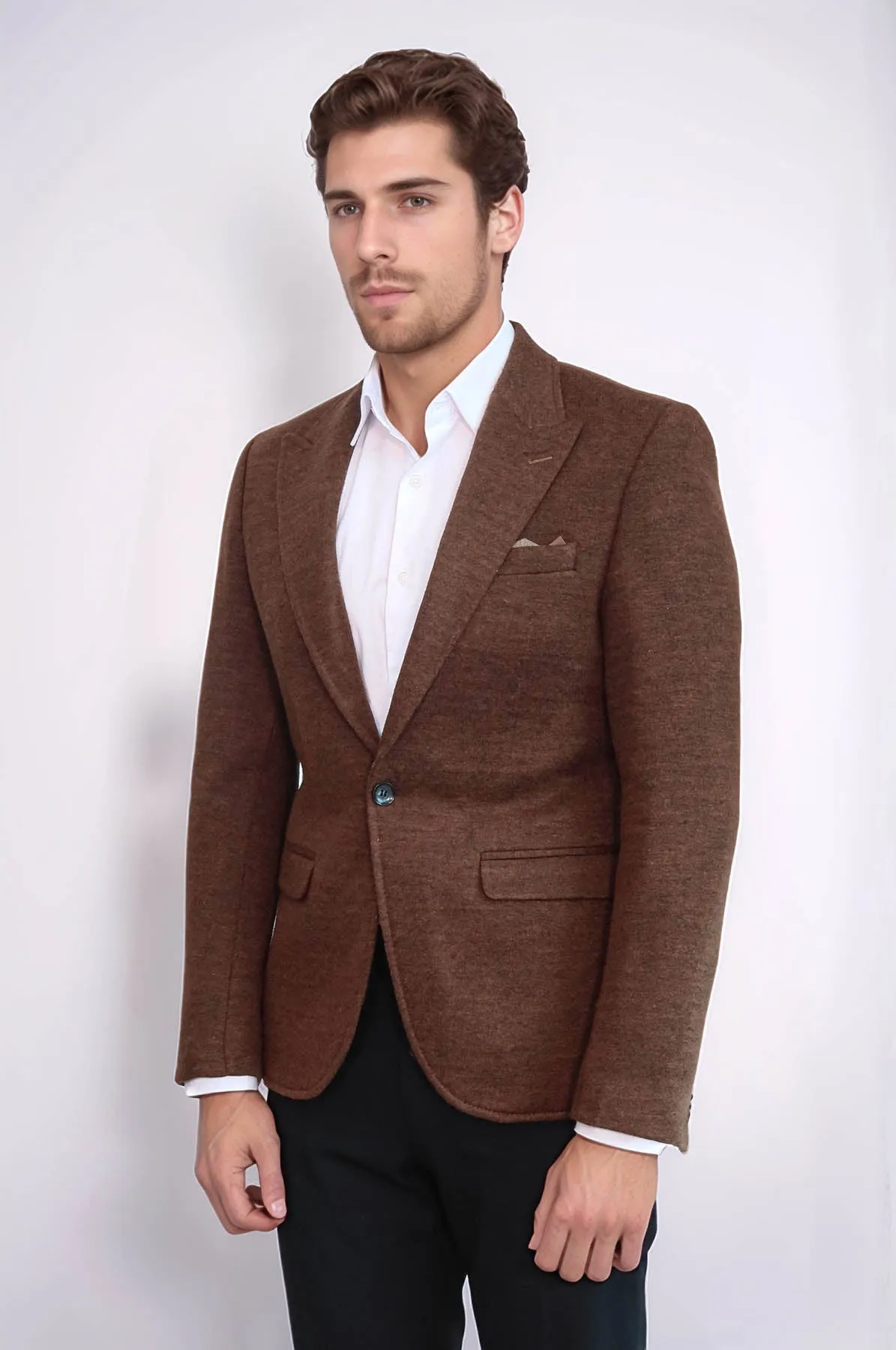Brown Slim Fit Jacket for Men | Wessi