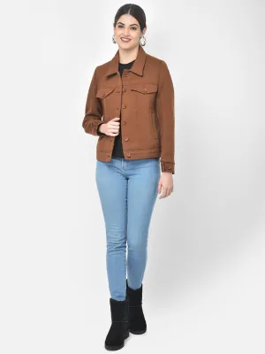 Brown Spread Collar Blazer