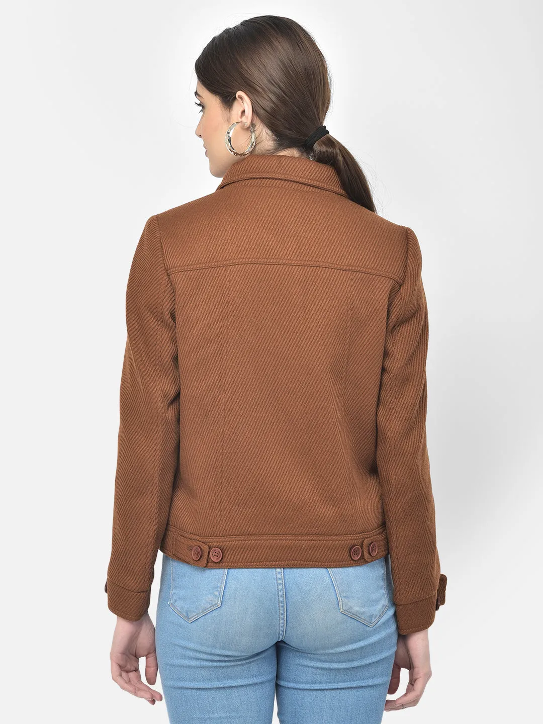 Brown Spread Collar Blazer