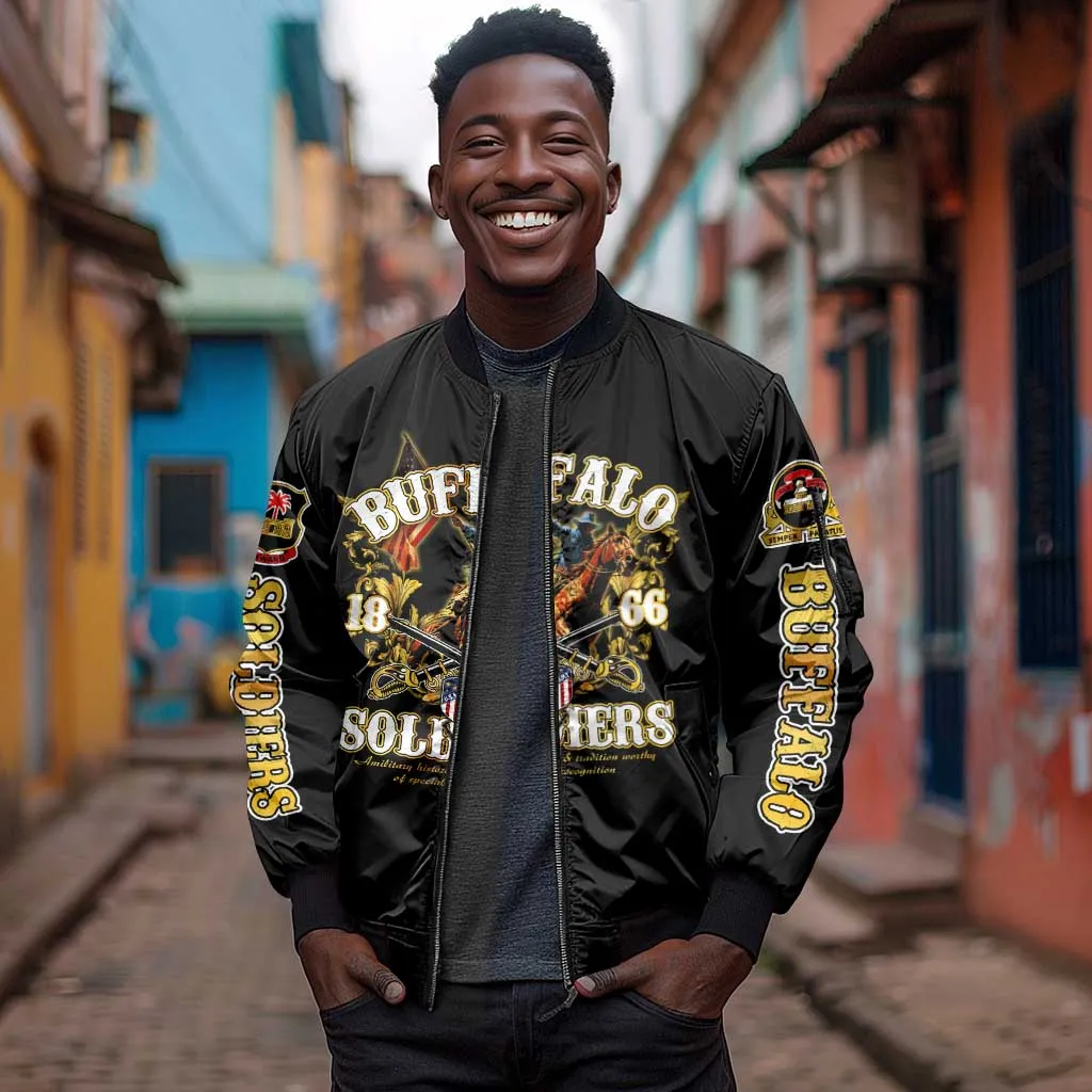 Buffalo Soldiers Sleeve Zip Bomber Jacket American American Legend 1866-1944 DT02