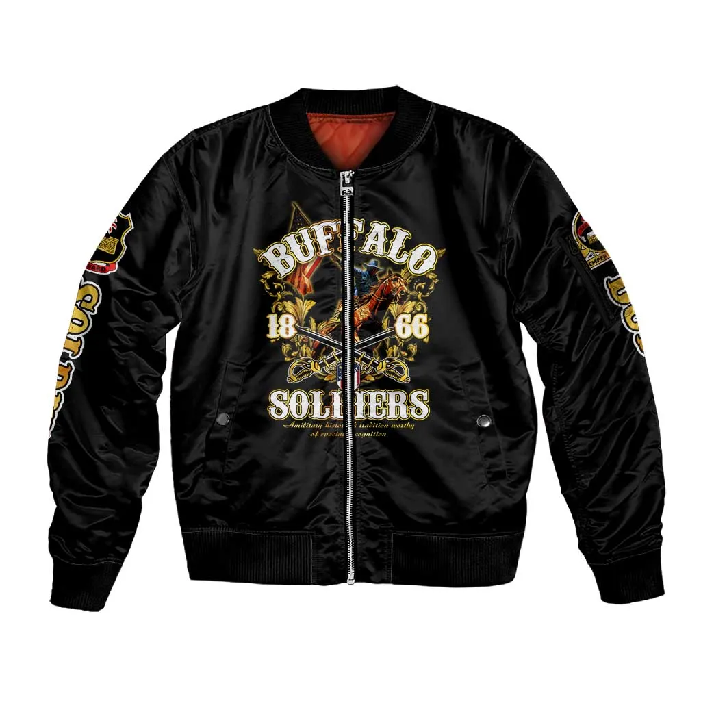 Buffalo Soldiers Sleeve Zip Bomber Jacket American American Legend 1866-1944 DT02