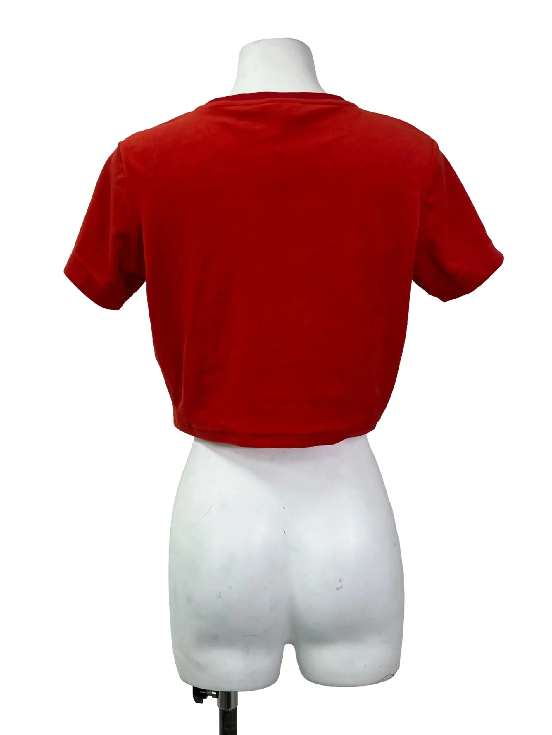 Burnt Orange Velvet Cropped T-Shirt