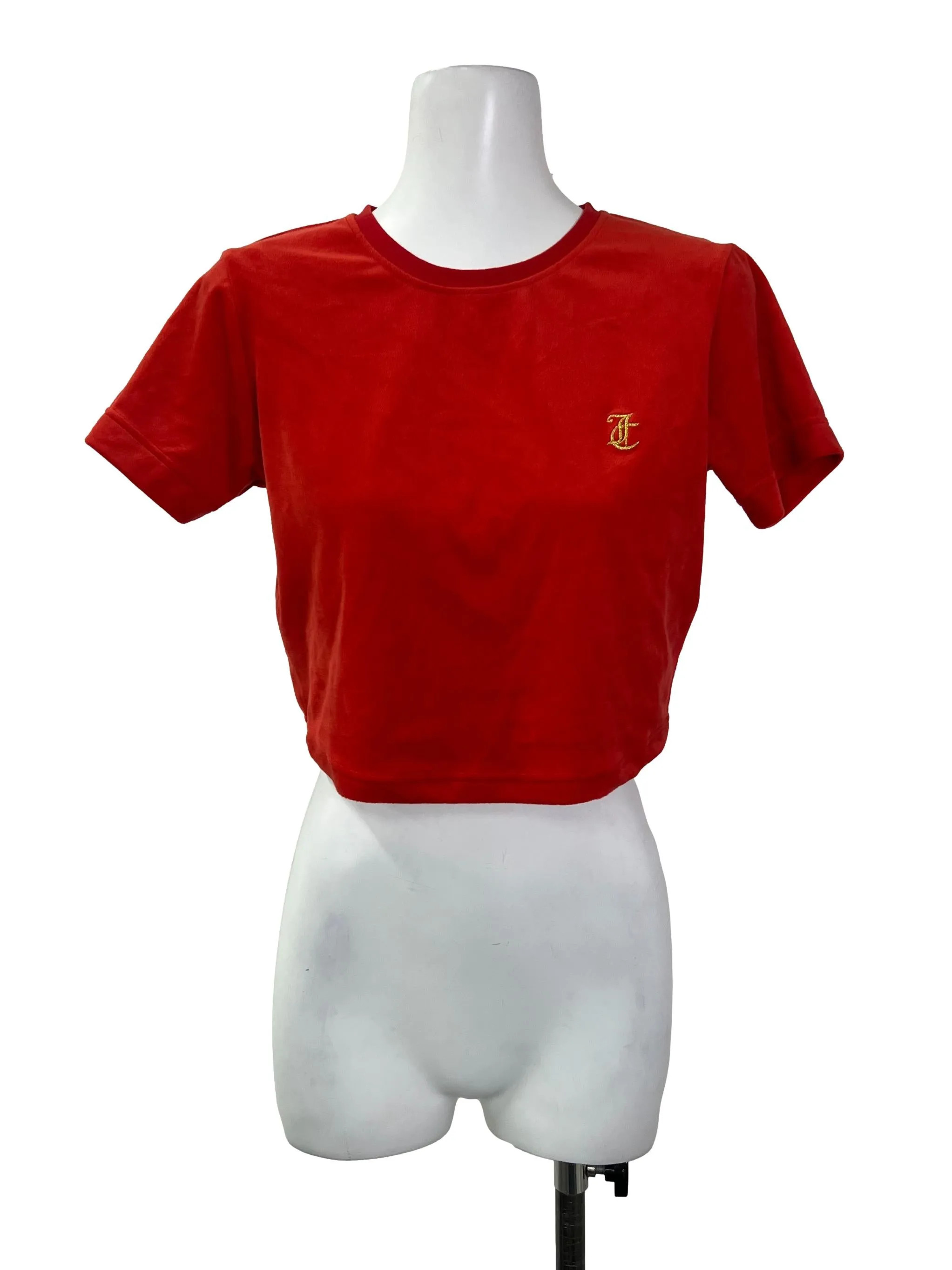Burnt Orange Velvet Cropped T-Shirt