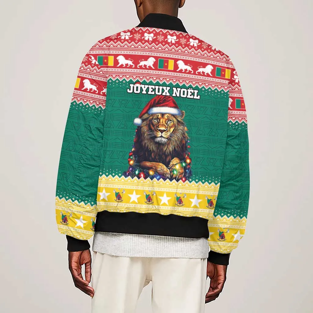 Cameroon Christmas Sleeve Zip Bomber Jacket Lion African Santa LT15