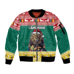 Cameroon Christmas Sleeve Zip Bomber Jacket Lion African Santa LT15